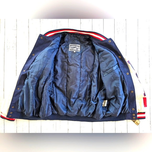 NEW Steve & Barry's Patriotic USA American Flag Eagle Leather Varsity Jacket L - Picture 4 of 16